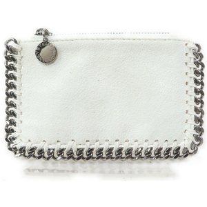 Stella McCartney White Faux-Leather Chain Trim Card Wallet